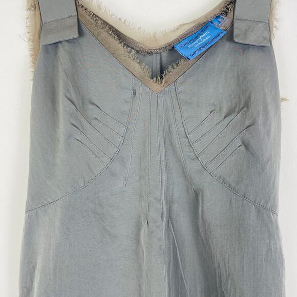 Simply Vera by Vera Wang Gray Blouse Tie Back Tank with Fringe Trim size Small - Picture 2 of 6
